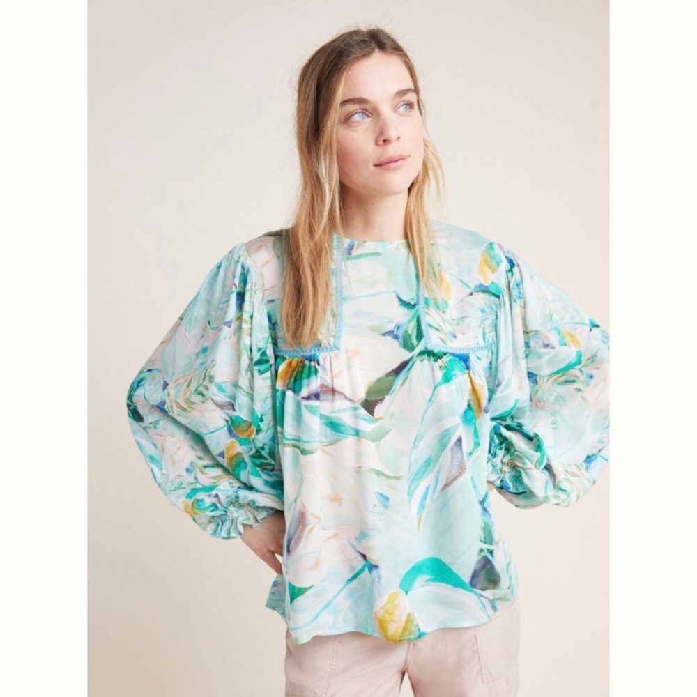 NWT Anthropologie Peasant Watercolor Top